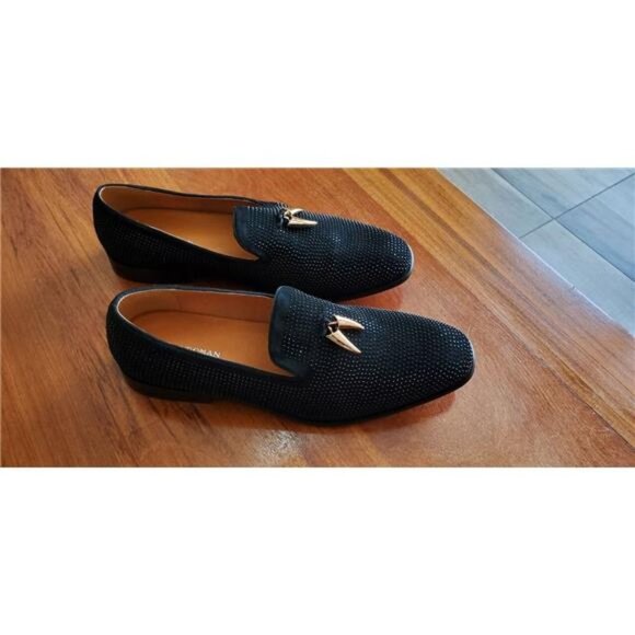 Black Rhinestone Studded Dressy Formal Loafers Choo